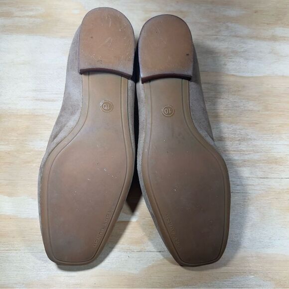 Tory Burch Taupe Suede Loafers with Embroidered Logo Women’s Size 10 - Picture 7 of 8
